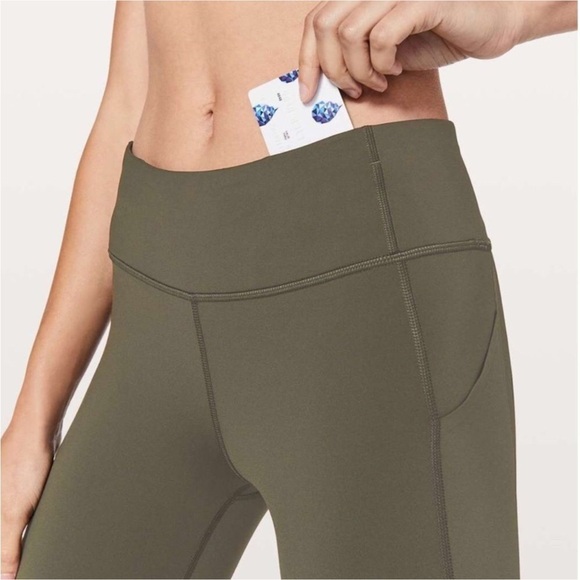Lululemon Pace Rival Crop Leggings Luxtreme 22" Dark Olive Size 6 - Picture 10 of 13